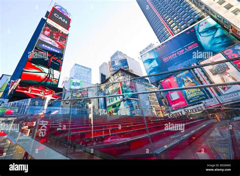 red stairs at the Time Square Stock Photo - Alamy