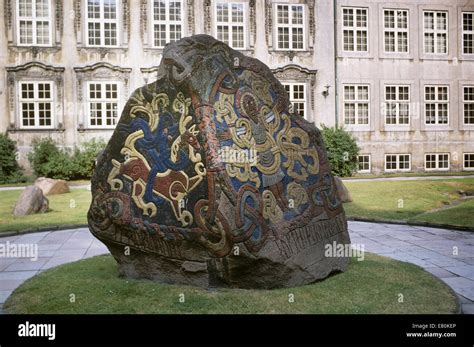 Copy of the Jelling Rune Stone of King Harald Bluetooth, Copenhagen ...