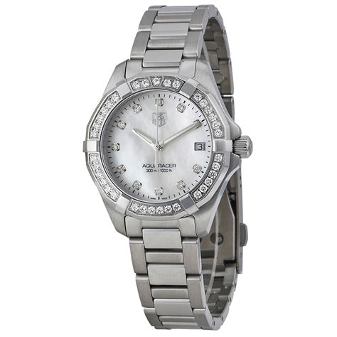 Tag Heuer Aquaracer Mother of Pearl Diamond Dial Stainless Steel Ladies ...