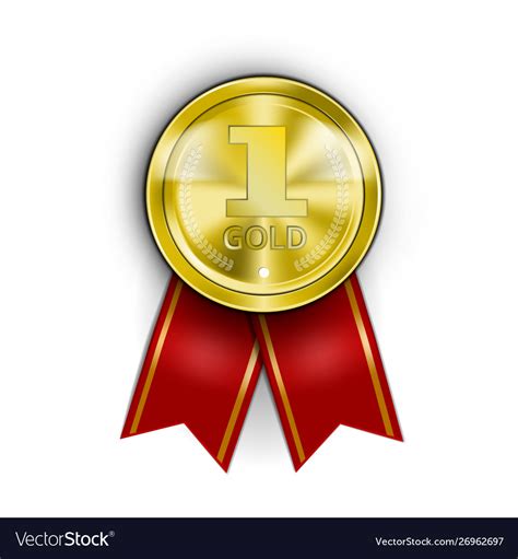 Realistic award medal winner champion gold medal Vector Image