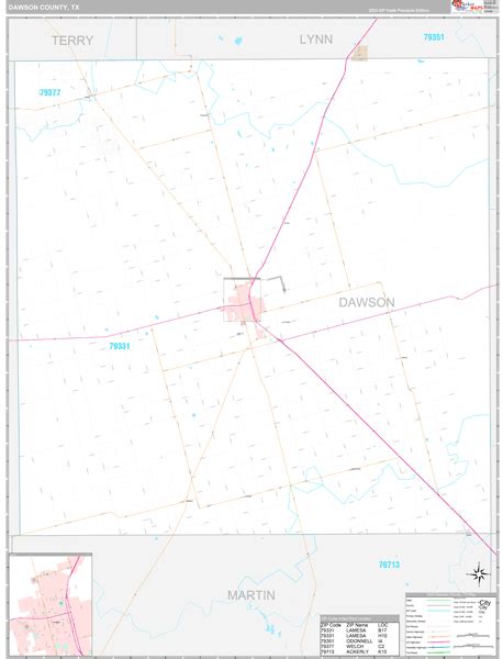 Dawson County, TX Wall Map Premium Style by MarketMAPS - MapSales