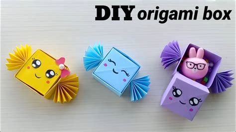 DIY MINI PAPER CANDY STORAGE BOX / Paper Craft / Easy Origami Candy Box DIY / Paper Crafts Easy ...