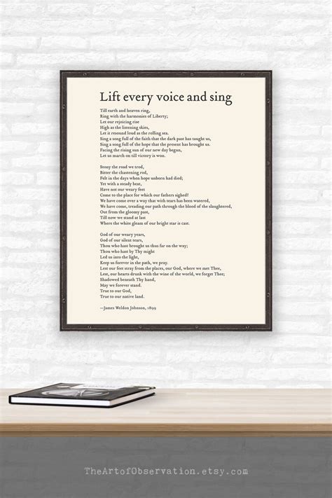 Lift Every Voice and Sing Poem Print James Weldon Johnson | Etsy