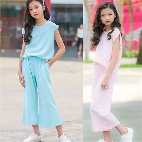 Cotton Linen Teenager Girls Clothes Summer Sets 2019 Girls Clothes Size 12 And 14 16 8 6 12 Year ...