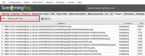 Image Alt Text Checker - How To Find Missing Image Alt Text & Tags - Screaming Frog