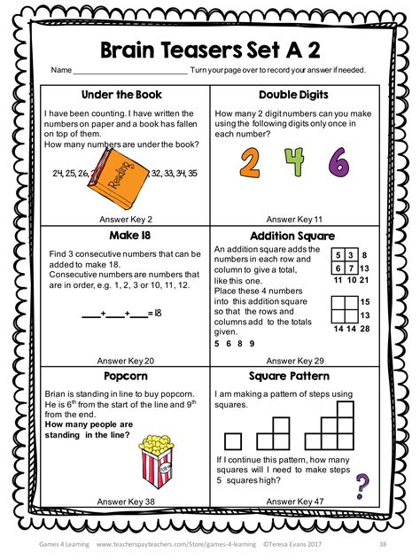 Brain Teasers For 4th Graders