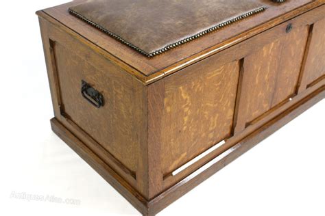 Upholstered Oak Ottoman Chest Trunk Storage Box - Antiques Atlas