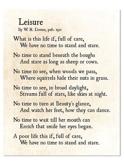 Leisure Poem Print, W. H. Davies Poem, Poetry Art Print, Literary Quote ...