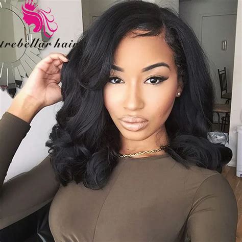 Black Bob Light Brown Wig Cut Lace Front U Part Wig For Women Glueless Short Wavy Human Hair Wig ...