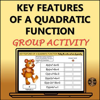 Key Features of a Quadratic Function - Group Activity/Practice by Niki Math