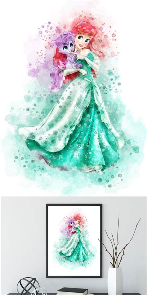 Disney Ariel Little Mermaid Watercolor Poster Print - Wall Decor ...