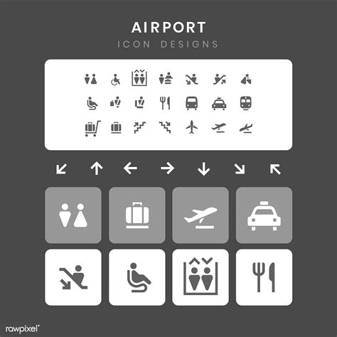 Airport service signs vector set | free image by rawpixel.com / wan | Vector free, Airport, Signs