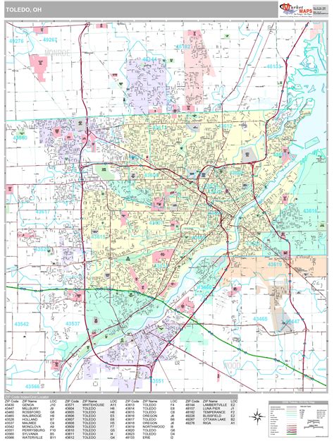 Toledo Ohio Wall Map (Premium Style) by MarketMAPS - MapSales