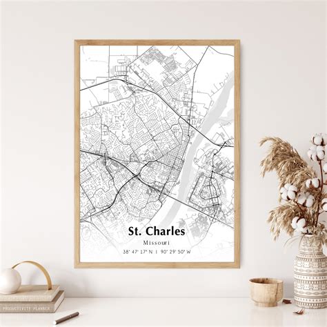 Map of St. Charles Digital File, Modern City Map, St. Charles Printable Map, St. Charles Map ...