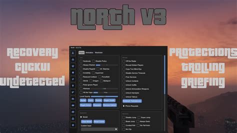 North | GTA V Mod Menu Showcase! | Click UI, Recovery options, Great protections, affordable ...