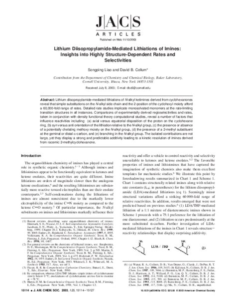 (PDF) Lithium Diisopropylamide-Mediated Lithiations of Imines: Insights ...