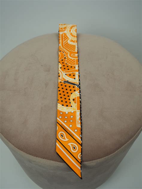 Hermès Orange Silk Scarf Twilly – Luxeparel