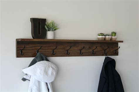 Rustic Coat Rack Shelf Wall Coat Rack With Shelf Wall Shelf | Etsy