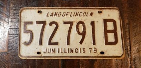 1979 ILLINOIS Land of Lincoln License Plate 572 791 B. Fast Free ...