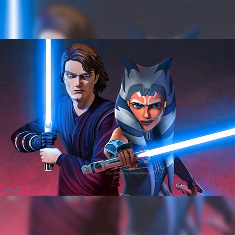 Star Wars: the Clone Wars Anakin and Ahsoka Giclee Print - Etsy