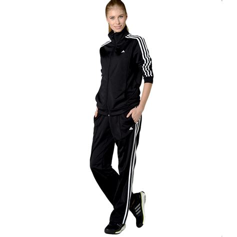 adidas Performance Essentials Womens 3 Stripe Full Tracksuit Black | eBay