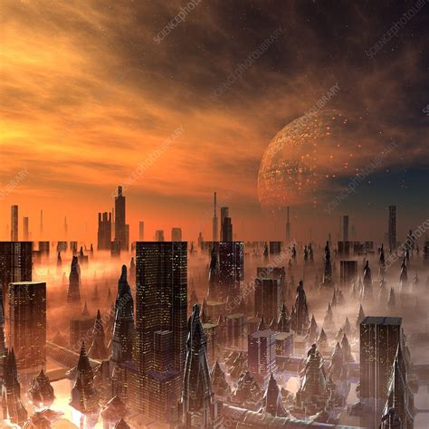 Alien city, artwork - Stock Image - F005/0084 - Science Photo Library