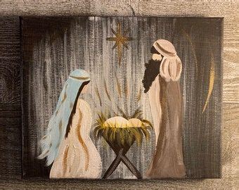 Nativity Scene Original Acrylic Mini Art Painting Christmas Decor ...