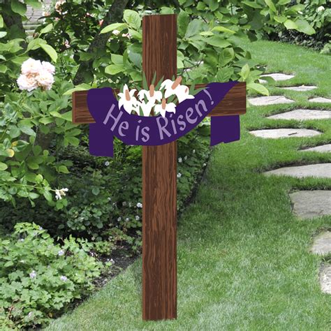 He is Risen Easter Yard Cross | Outdoor Nativity Store