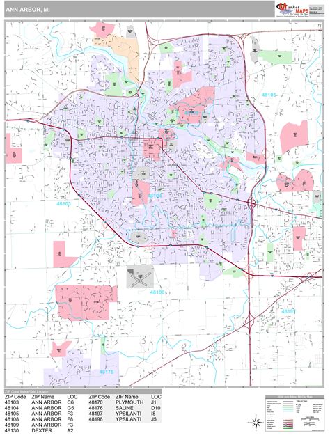 Ann Arbor Michigan Wall Map (Premium Style) by MarketMAPS