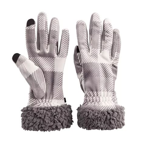 Women's Cuddl Duds® Double Plush Velour & Sherpa Cuff Gloves