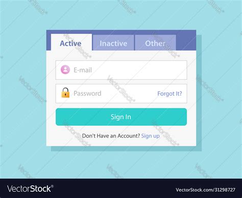 Tabs ui design or tabbed menu website form window Vector Image