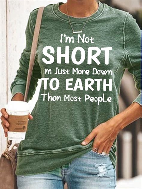 Womens Funny Short Girl Letters Casual Sweatshirts Funny T Shirt ...