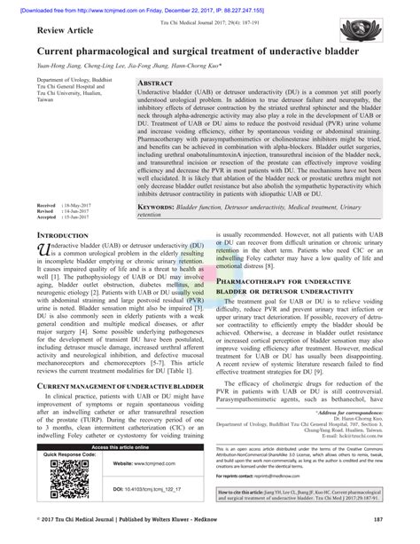 (PDF) Current pharmacological and surgical treatment of underactive bladder