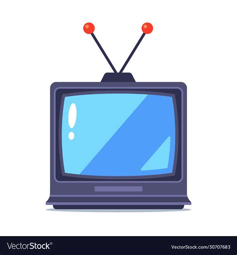 Old tv with antenna on a white background Vector Image