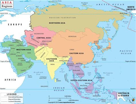 Regions of Asia Map - Maps on the Web