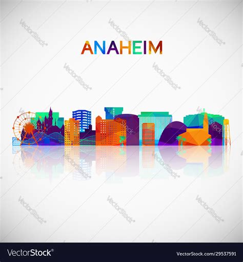 Anaheim skyline silhouette in colorful geometric Vector Image