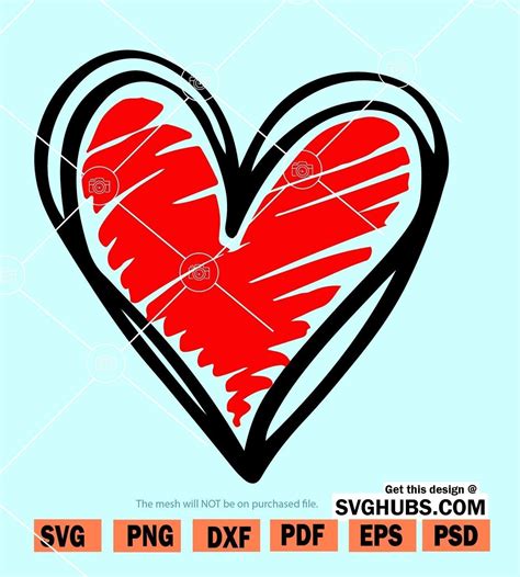 Scribble Heart Svg, Distressed heart svg, hand drawn heart svg