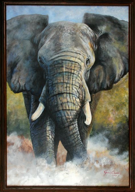 African Elephant acrylic painting 24 in. x 36 in. framed