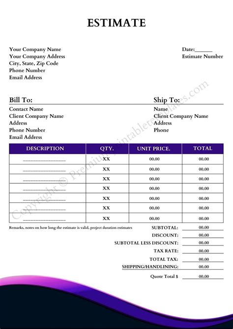 Estimate Template in Word, PDF and Excel [Pack of 3]