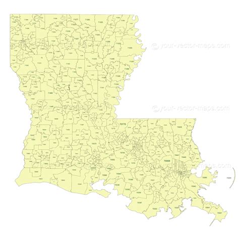 Preview of Louisiana State zip codes map | Printable vector maps