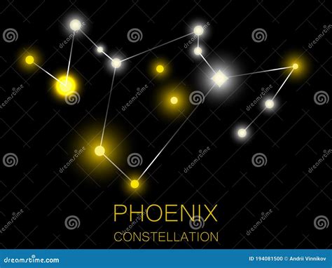 Phoenix Constellation Map On A Starry Space Background Stock ...