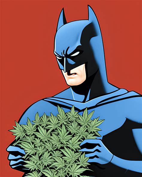 Batman Smiling with Big Bag of Weed · Creative Fabrica