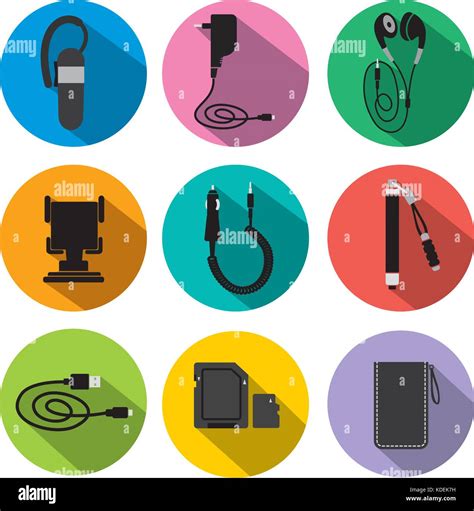 illustration of icon set mobile accessories for phone Stock Vector ...