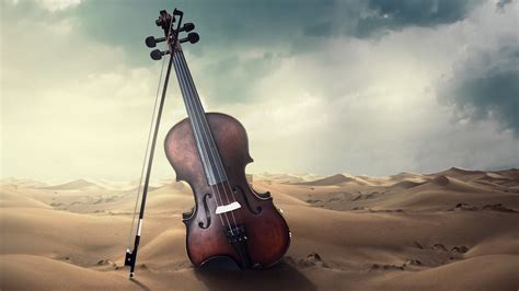 Violin Wallpaper 4K, Musical, Desert, Storm