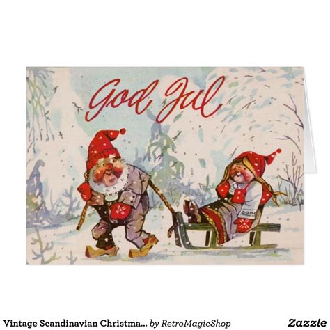 Vintage Scandinavian Christmas Card | Zazzle.com | Scandinavian ...