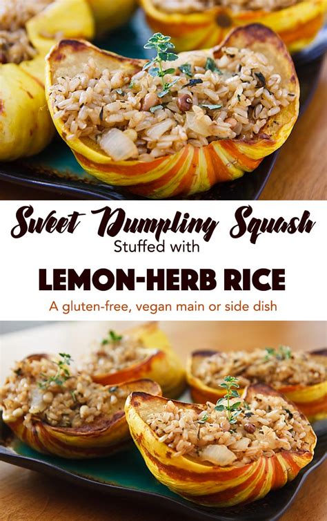 Sweet Dumpling Squash Stuffed with Lemon-Herb Rice