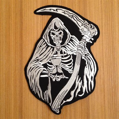 Large Back patch Grim Reaper Skull Embroidered Patch for