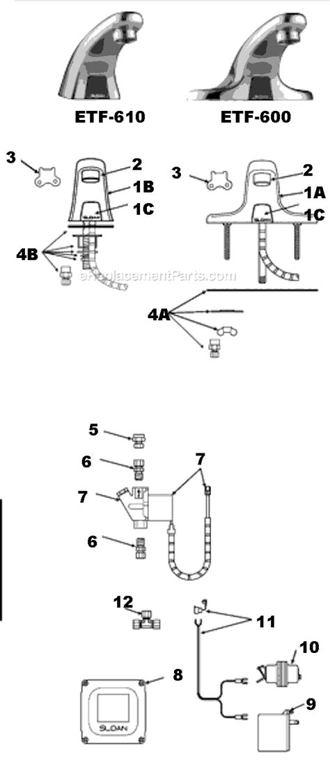 Sloan ETF-600 Optma Hardwire Faucet OEM Replacement Parts From eReplacementParts.com