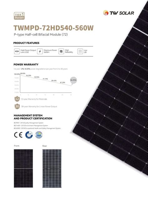 Tongwei Solar Panels 550w Mono 540w 545w Bifacial Solar Power Panels ...