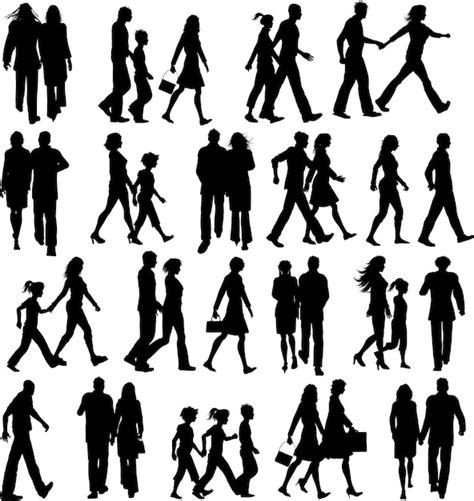 Free Vector | Large collection of silhouettes of people walking